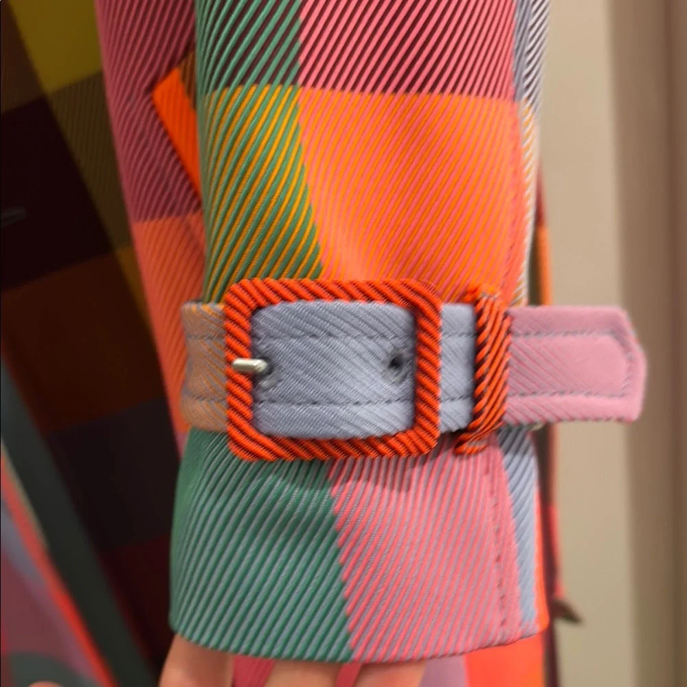 NWT Boden Viral Neon Checkered Trench - Picture 5 of 5